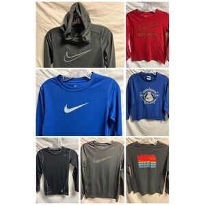 Nike Boys Long Sleeve Shirts Lot 7 Dri-Fit Pro Graphic Tees Size L